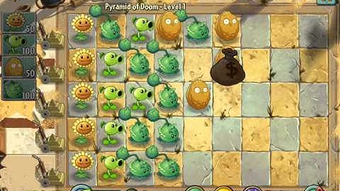 Plants vs. Zombies 2 Pyramid of Doom Level 1 and 2 ios iphone gameplay