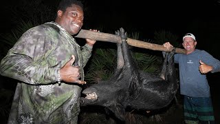Hog Hunting with Warren Sapp Catch Clean Cook fried wild Bacon