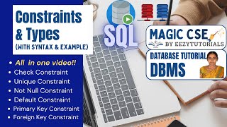 4.1 Constraints & Types in SQL with syntax and example