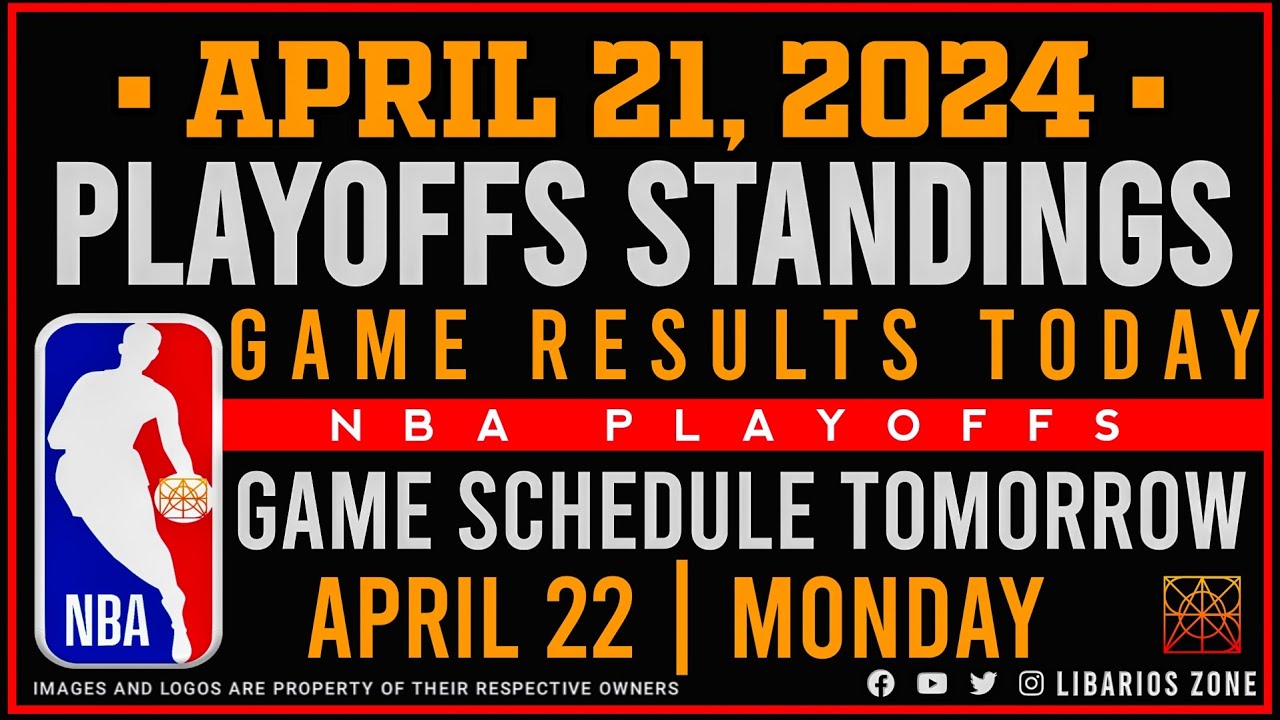 NBA PLAYOFFS STANDINGS TODAY as of APRIL 21, 2024 GAME RESULTS TODAY