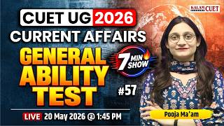 CUET UG 2026 | General Ability Test | 7 Minute Show | CUET Current Affairs by Pooja Ma'am