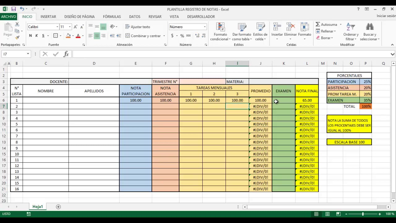 Plantilla Registro De Notas En Excel Gratis Youtube