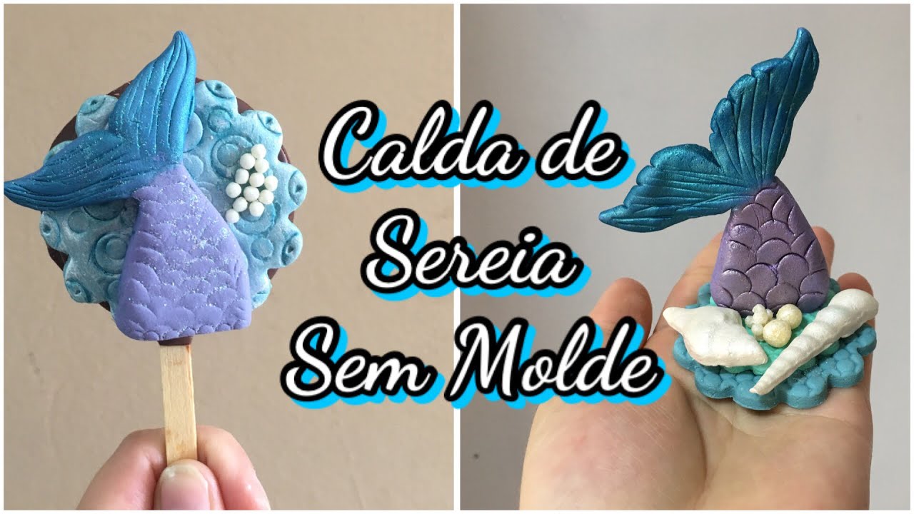 APLIQUES TEMA SEREIA DE PASTA DE LEITE EM PÓ - DUAS INSPIRAÇÕES