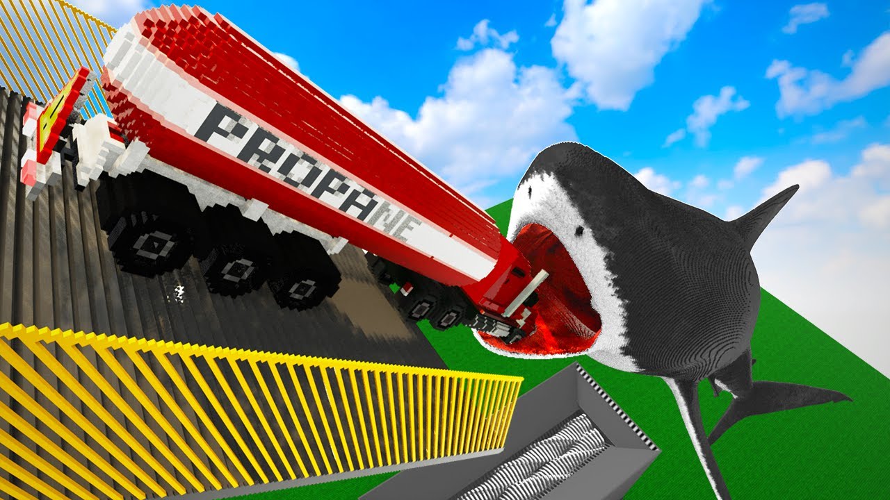 Cars Falling Down Stairs Fall Into The Mouth Of A Giant Shark | Teardown