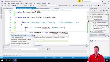 C# Architecture and more with NET Core | S2P41 | Using EF to Create a Customer in memory