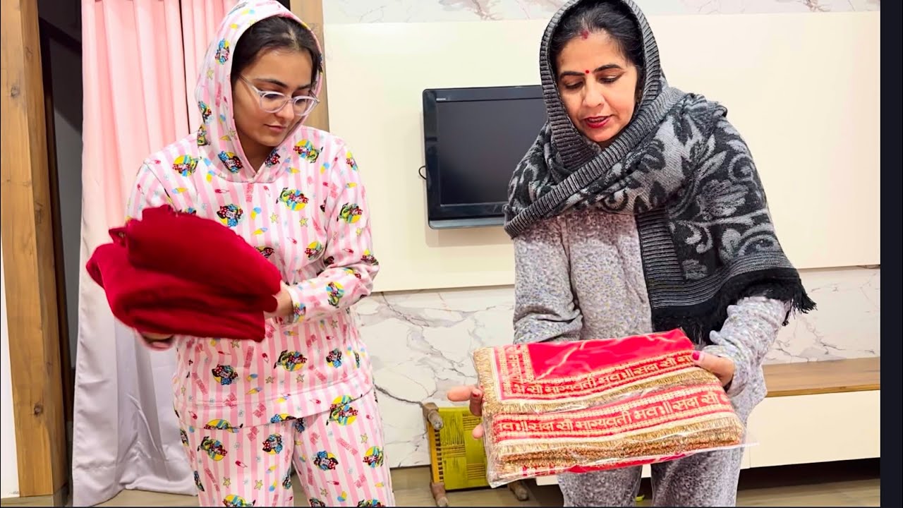 आज का व्लोग रात को ही शुरू कर दिया ब्राईडल दुपट्टा के साथ 🤗