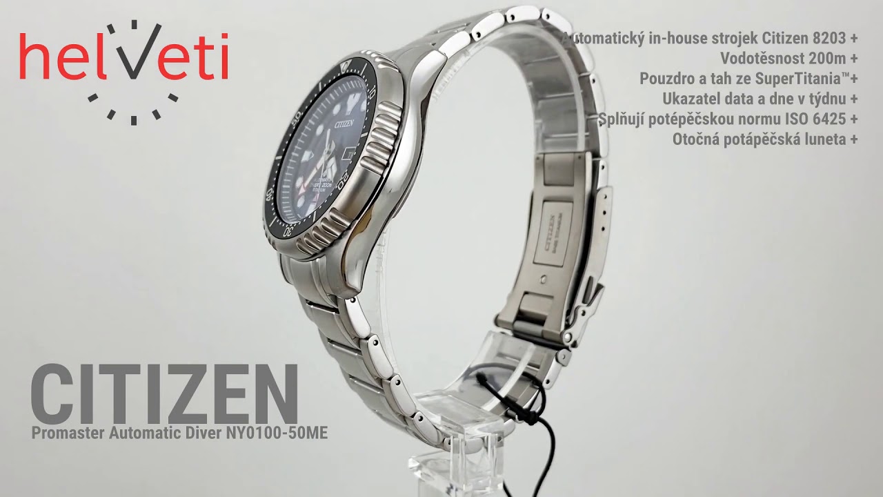 Citizen Promaster Automatic Diver Super Titanium NY0100-50ME - YouTube