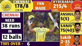 CSK vs SRH today match Fan made scorecard &amp; commentry| Sanju Samson century gameplay||