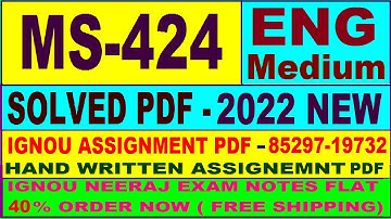 ms 424 solved assignment 2022 / ms 424 solved assignment 2021-22 / ignou ms 424