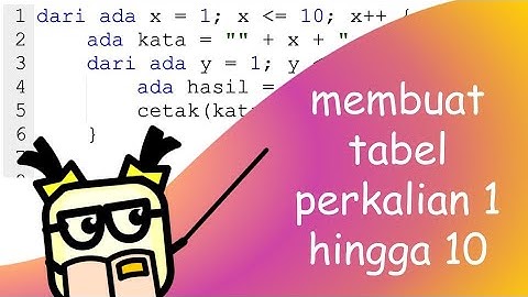 Membuat tabel perkalian 1 hingga 10 menggunakan kode Gara