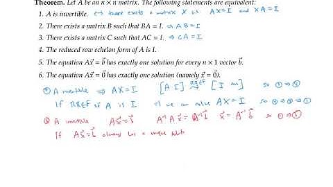 Equivalent Conditions for a Matrix to be Invertible OLD VERSION
