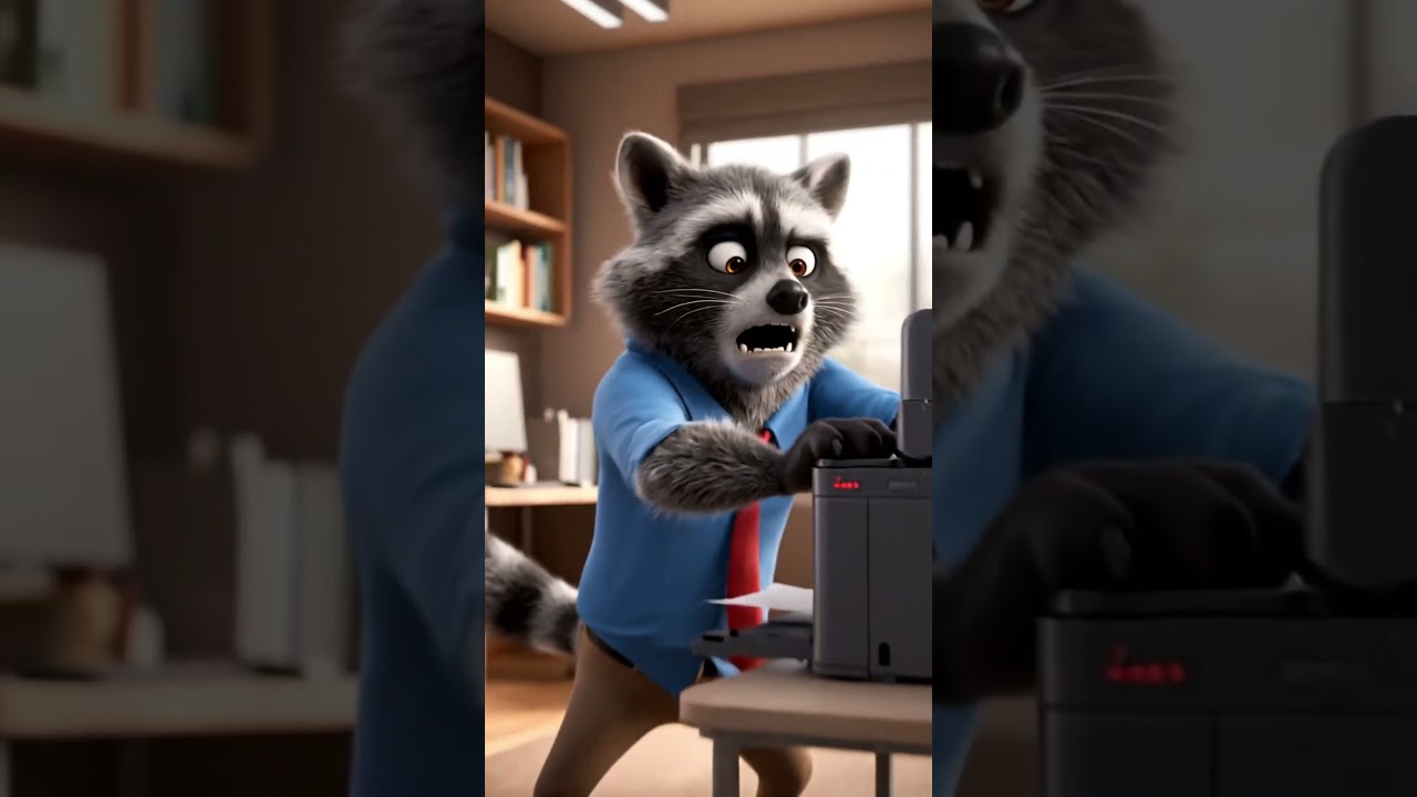 Rick the Raccoon vs. The Printer 📠 | Funny Pixar-Style 3D Animation