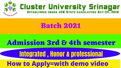 Batch 2021 |cluster university Srinagar| integrated Honor professional Admission 3rd & 4th semester