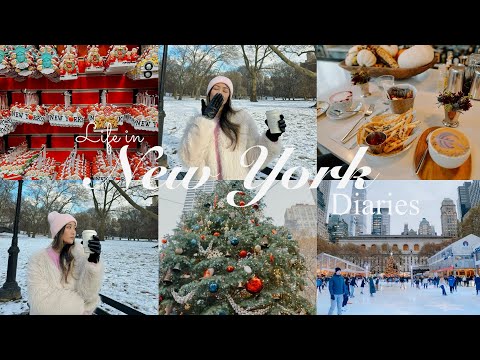 Life in New York|| Beautiful White Christmas,❄️🎄cozy holidays, Winter market, gift shopping ✨🤍🎁