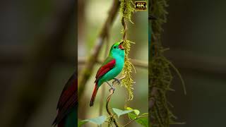 Green Hylia Vocal Call in Soft Canopy Light with Lush Rainforest Texture and Calm Green Blur #birds