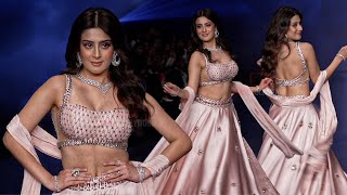 Isha Malviya in Pink Lehenga with Cutest Smile Walking The Ramp at Bombay Times Fashion Week 2024