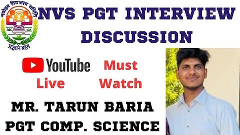 NVS Interview Experience | Mr. Tarun Baria, PGT Computer Science | YouTube Live |