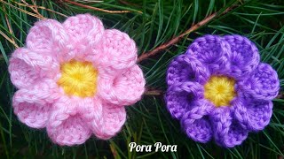 How To Crochet A Flower I Crochet 8 Petals Flower I Crochet 3D Flower
