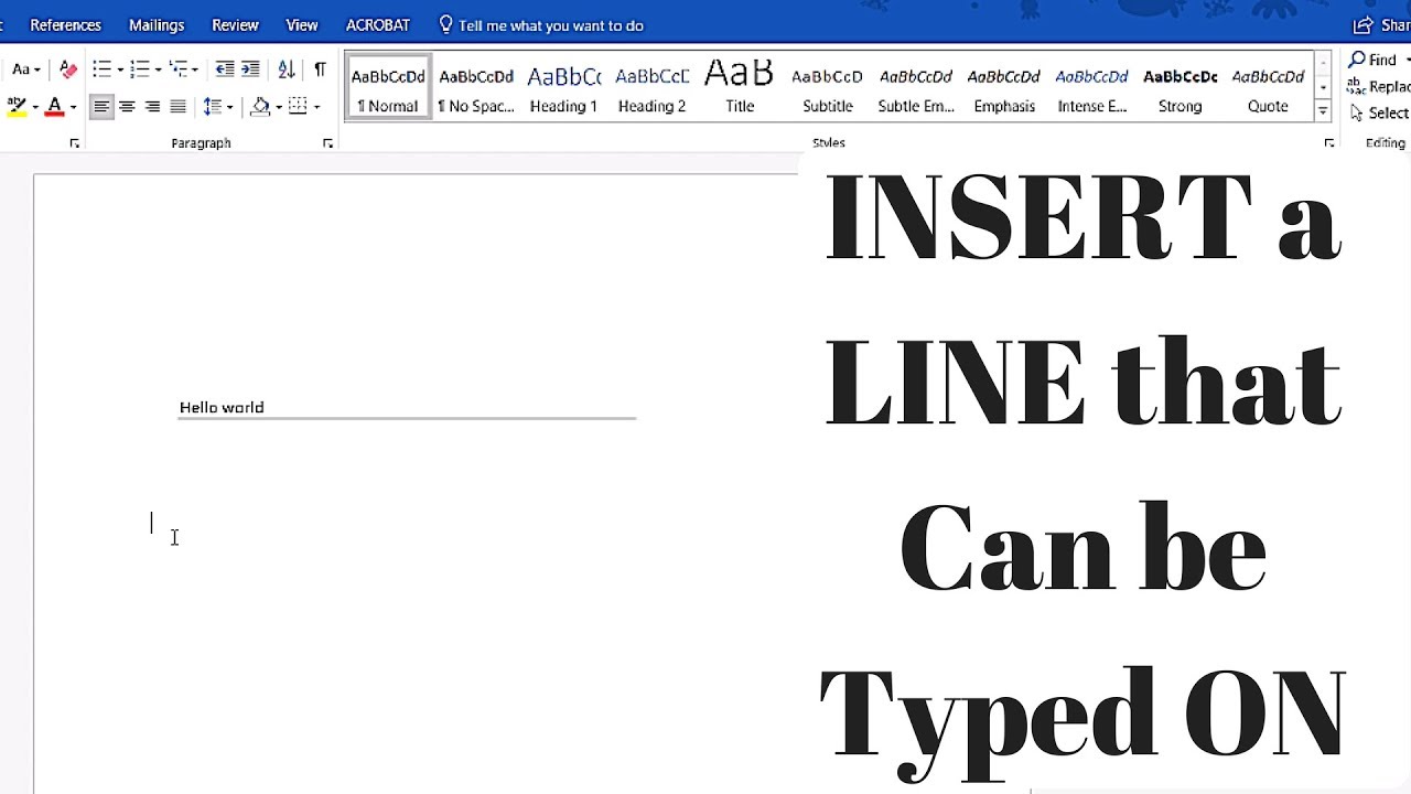 How to INSERT a LINE that can be TYPED ON in Microsoft Word 25