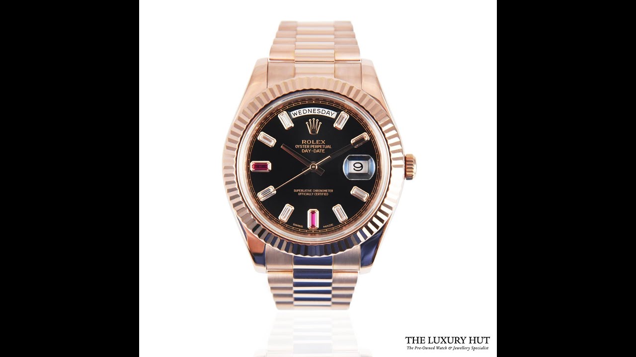 Rolex Day-Date II President 41mm Factory Ruby Baguette Dial Ref: 218235 – FULL SET – 2015