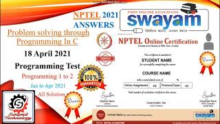 Problem Solving through Programming in C Exam 18 April  Programming Test Time 10:00 to 11:00 NPTEL