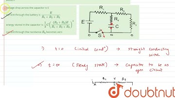 In the circuitshown in figure the switch S is closed att = 0. A long time after closing the swit...