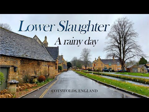 🇬🇧 What a rainy day in a cotswolds village is like? | A walk through Lower Slaugher