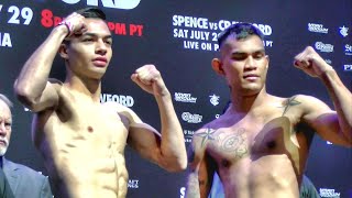 Jose Salas Reyes & Aston Palicte weigh in as part of Spence vs. Crawford undercard