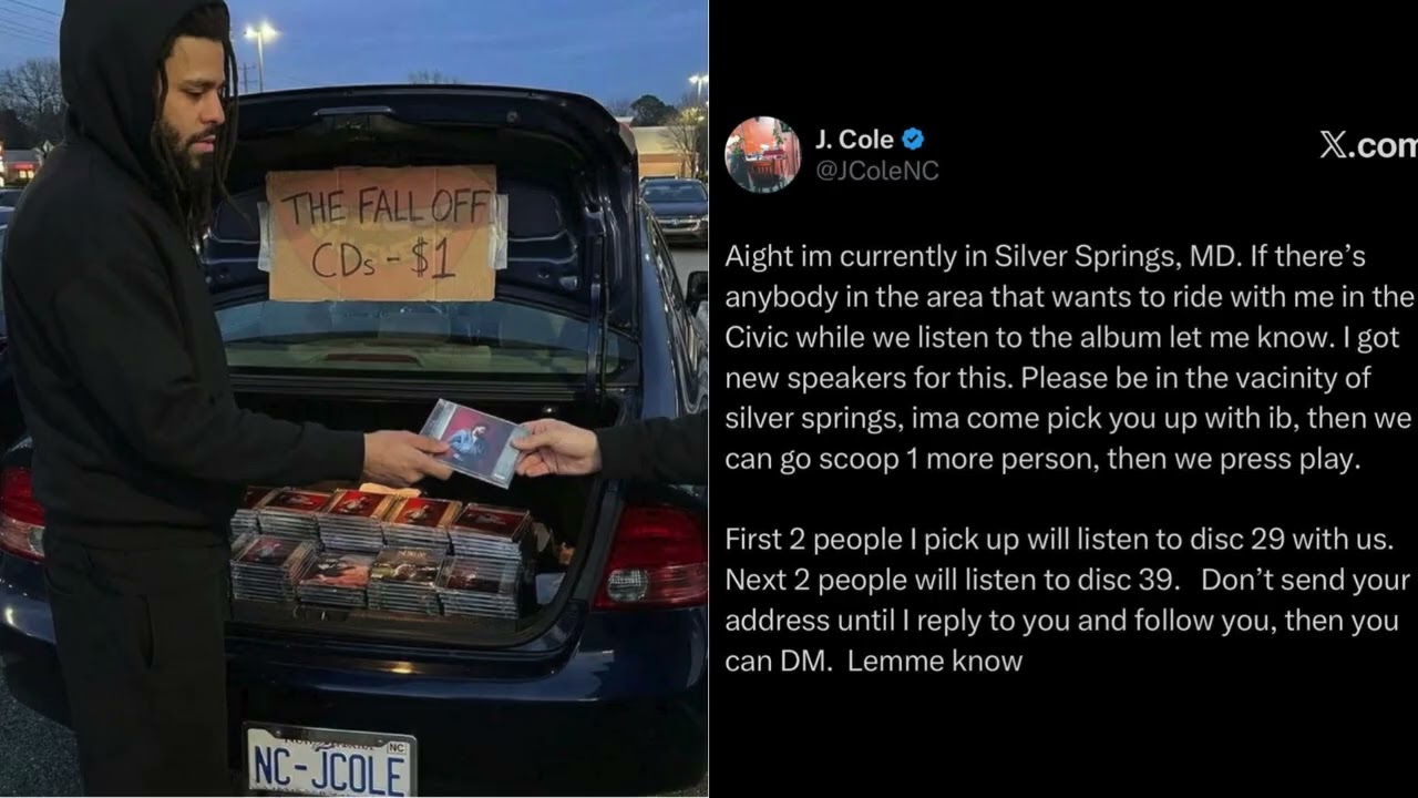 J. Cole is selling his The Fall Off CD out of the trunk of his car  display picture 1