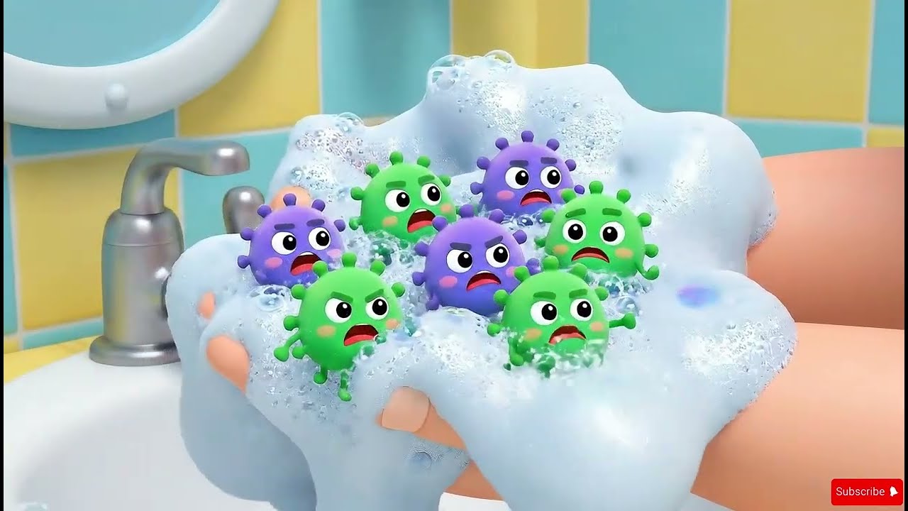 Wash Your Hands nursery Soap vs Germs Fun Kids Cartoon