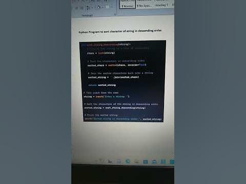 Python program to sort character of a string in descending order - YouTube