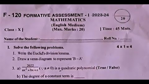Ap 10th Class Fa-1 💯V.imp Maths 🥳Question Paper (2023-24) | ap 10th Class fa1 Maths Paper 2023