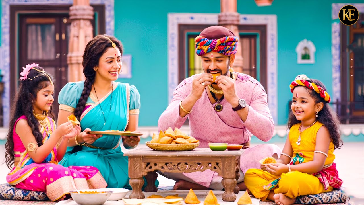 मैया–बाबा के साथ कान्हा राधा की समोसा पार्टी    | यशोमती मईया के नंदलाला | Shree Krishan