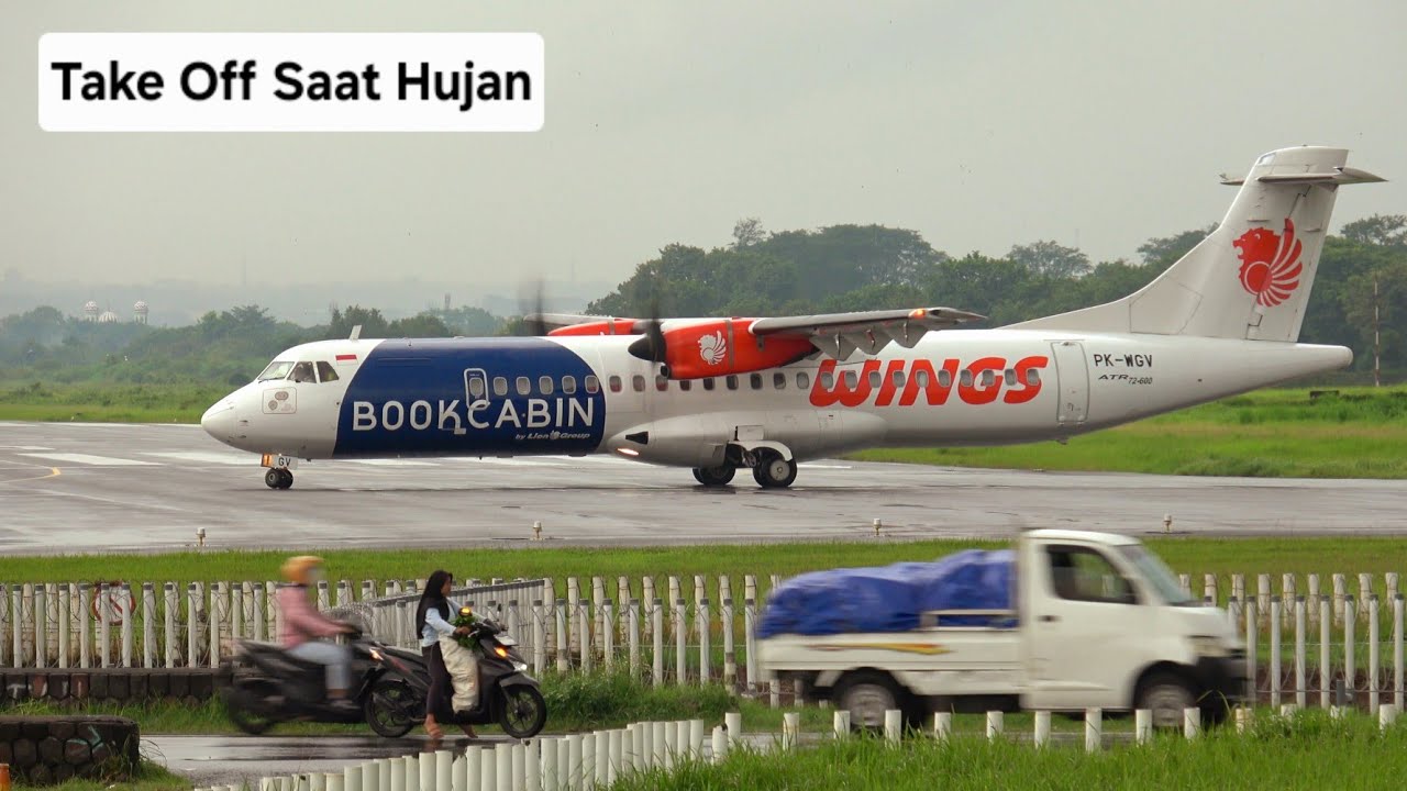 Pesawat Wings Air Atr 72-600 PK-WGV Solo-Surabaya Take Off Di Runway 08