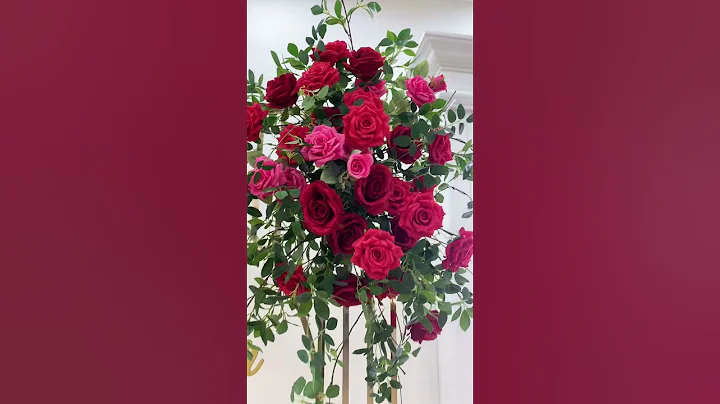 RED Rose Artificial Flower Row Hanging Floral Wedding Party Background #diy #backdrop #wedding