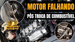 Motor falhando vibrando sem força após troca de combustível #stagecar