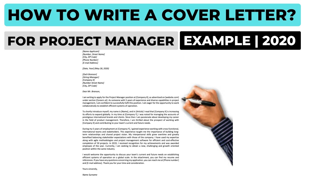 How To Write A Cover Letter For A Project Manager Position Example Youtube