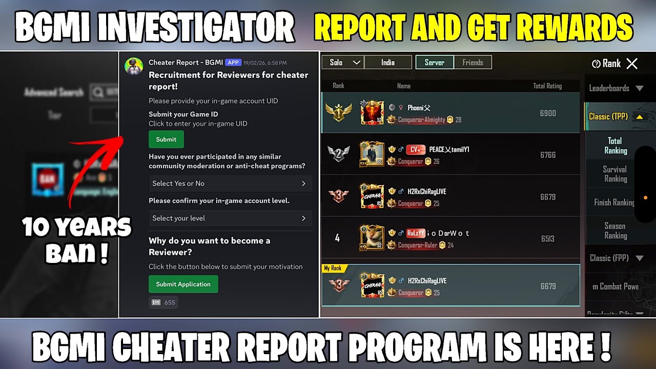 BGMI CHEATER REPORT PROGRAM IS HERE 🔥 HACKERS BAN IN SOLO CONQUEROR LOBBY💀