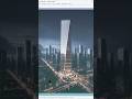 A simple massing transformed into a full urban architectural render with glass facade and lighting