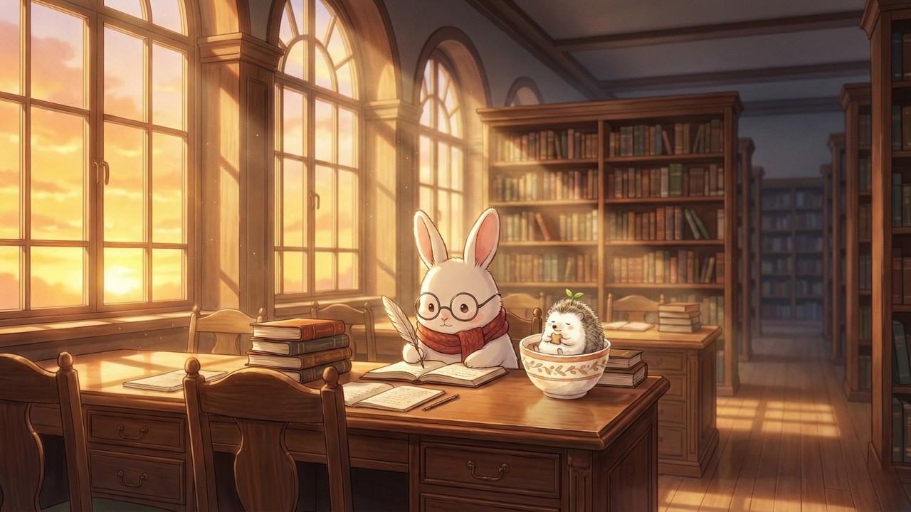 Golden Hour Library Focus 🌇📚 | 3 Hours Lofi Jazz-Hop for Deep Study (70 BPM)