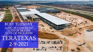 Tesla Giga Texas Construction TeraTexas - Busy Tuesday - Unbelievable Progress 4680 Cybertruck