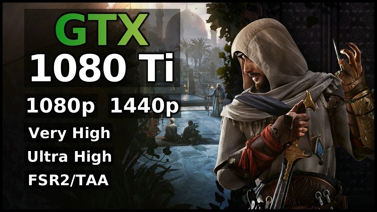 GTX 1080 Ti | Assassin's Creed Mirage - 1080p, 1440p - Very High, Ultra High settings - TAA/FSR2