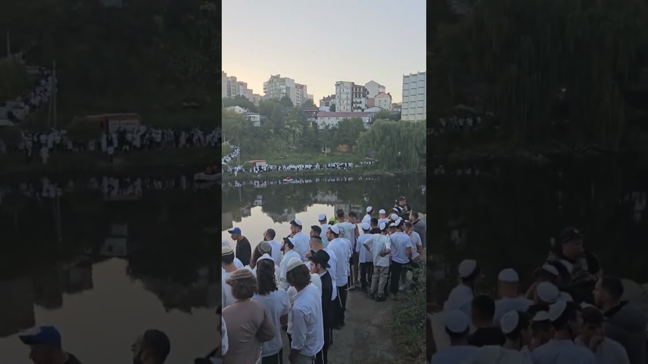 Tashlich on Rosh Hashanah in Uman חסידי ברסלב באמירת תשליך על שפת הנהר באומן ר"ה תשפ"ו