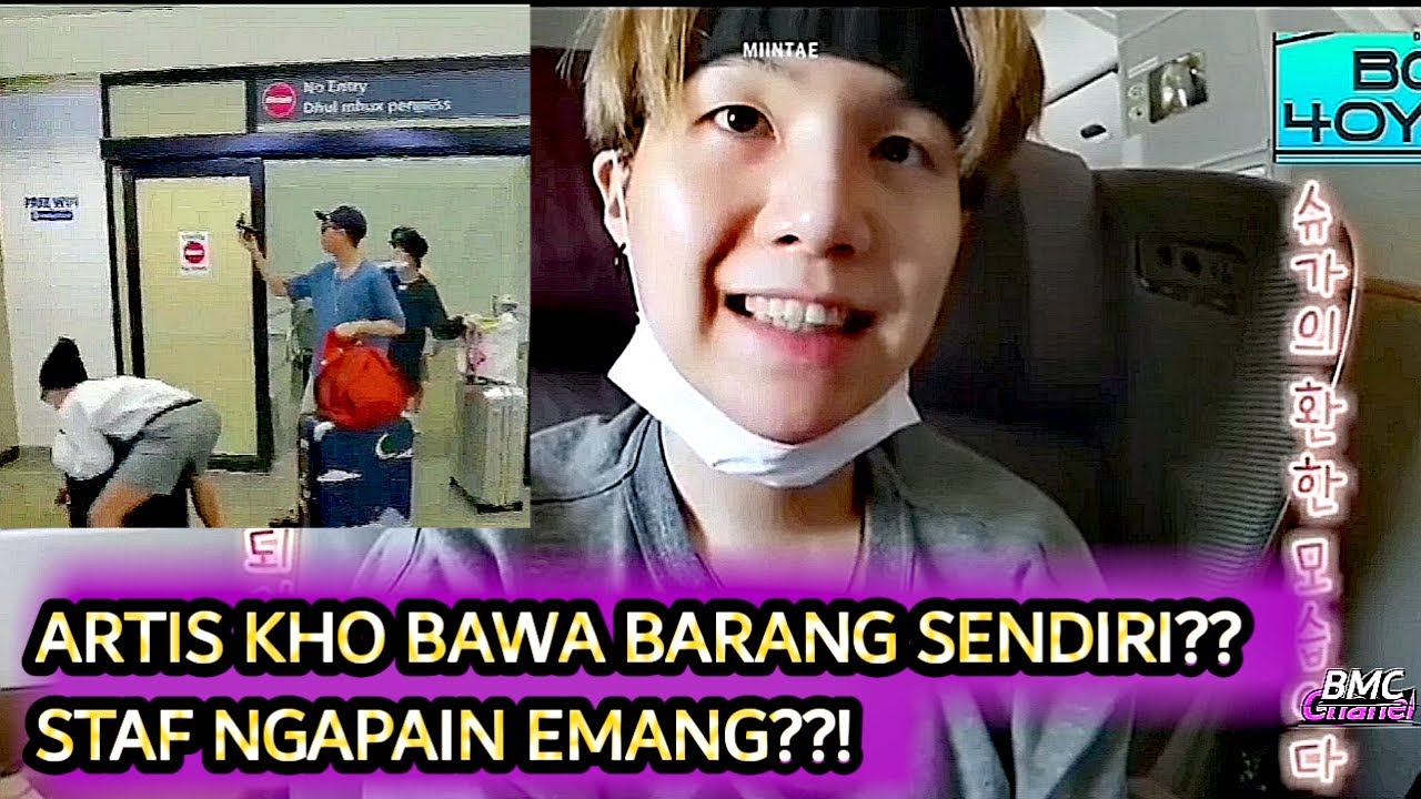MOMENT KOCAK BTS || yang di ribetkan dengan barang bawaannya!!!