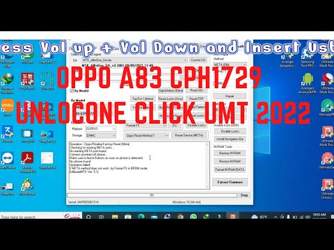 OPPO A83  CPH1729  Pattern or Pin Lock Unlock or Reset UMT One Click 2022