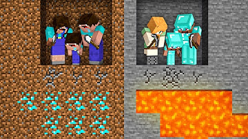 FAMILY TREASURE DIRT MINE DIG CHALLENGE! Minecraft NOOB vs PRO! 100% TROLLING SECRET ENTRANCE BATTLE