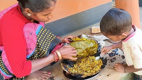Traditional Desi Recipe / Tiny Fish Boiled With Fresh Leaves In Village Style /