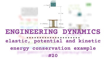 ENERGY CONSERVATION EXAMPLE | Kinetic, Elastic & Potential Energy | Engineering Dynamics