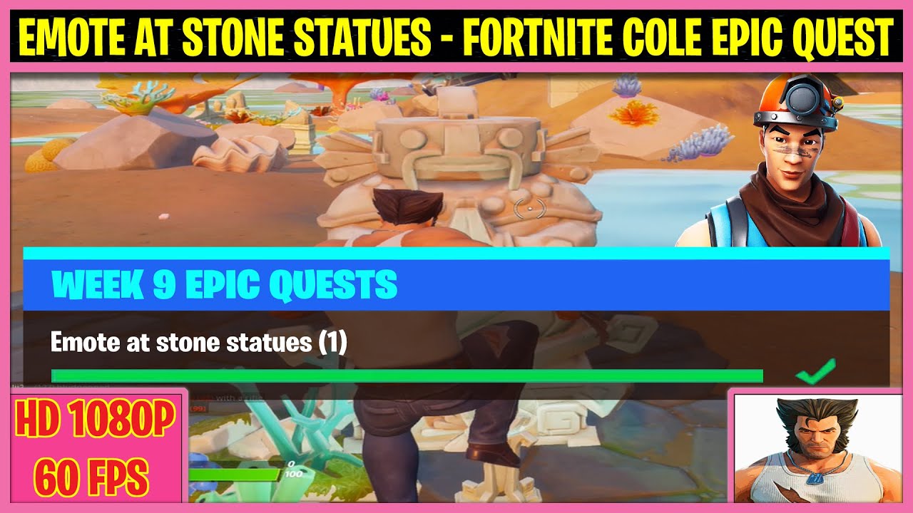 Emote at stone statues (1) Fortnite COLE Epic Quest YouTube