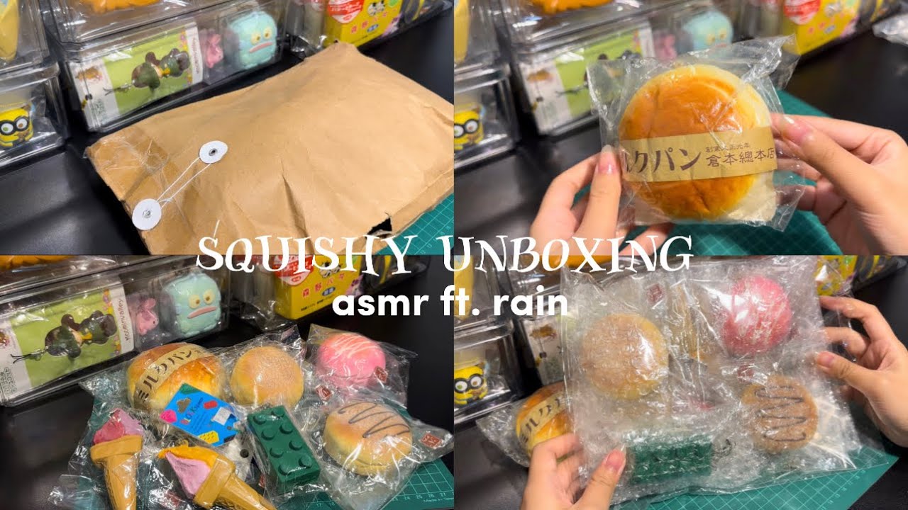 Squishy Unboxing | ASMR | rain sound | no talking | no music | plastic crinkles